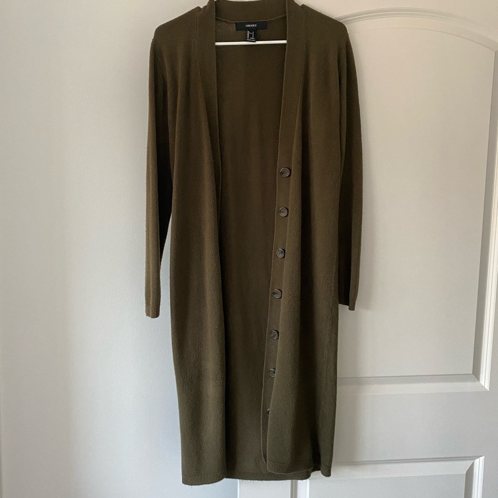 Forever 21 Olive Green Cardigan